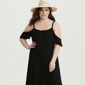 Torrid Black Cold-Shoulder Maxi Dress, 4